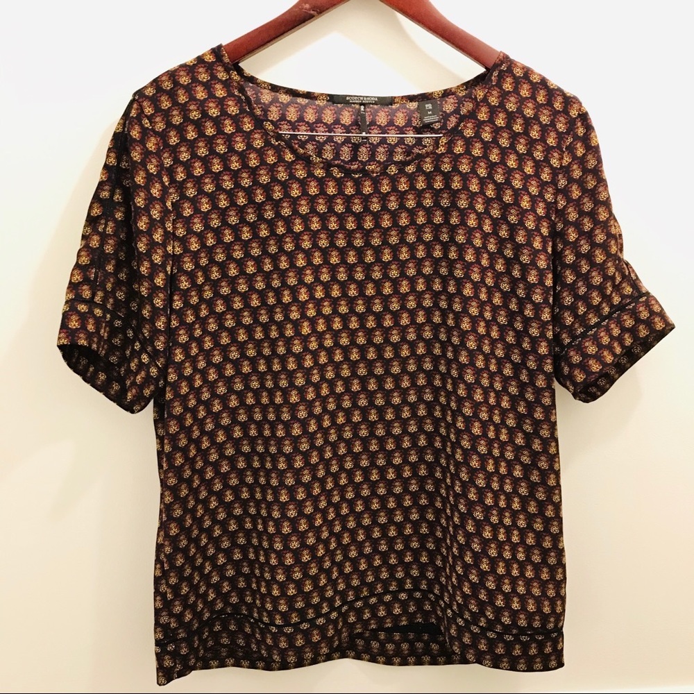 Maison Scotch Short Sleeve Printed Blouse medium